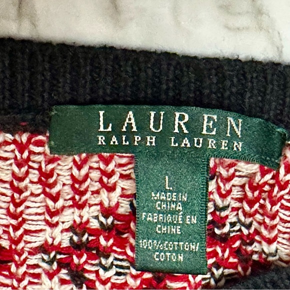 Lauren Ralph Lauren Womens Sz L Aztec Red Black Tunic Sweater Southwestern RLR - Picture 10 of 12